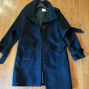 Black wool pelted dress coat